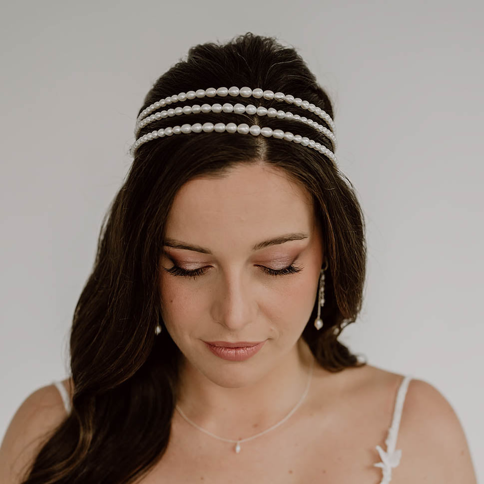 Amelie | Brauthaarschmuck, Haarreif mit Süßwasserperlen