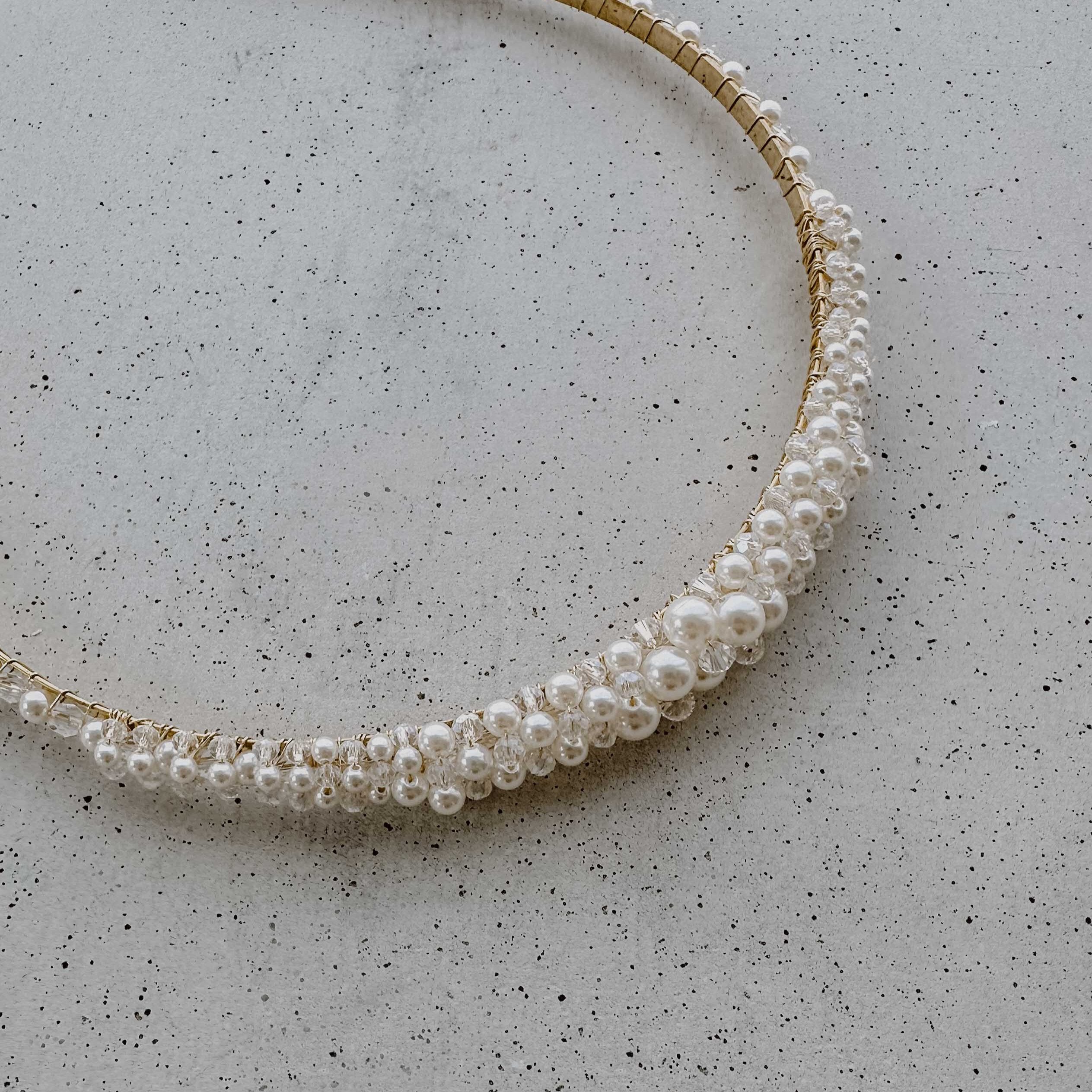 Lotte | Brauthaarschmuck, Haarreif mit Perlen