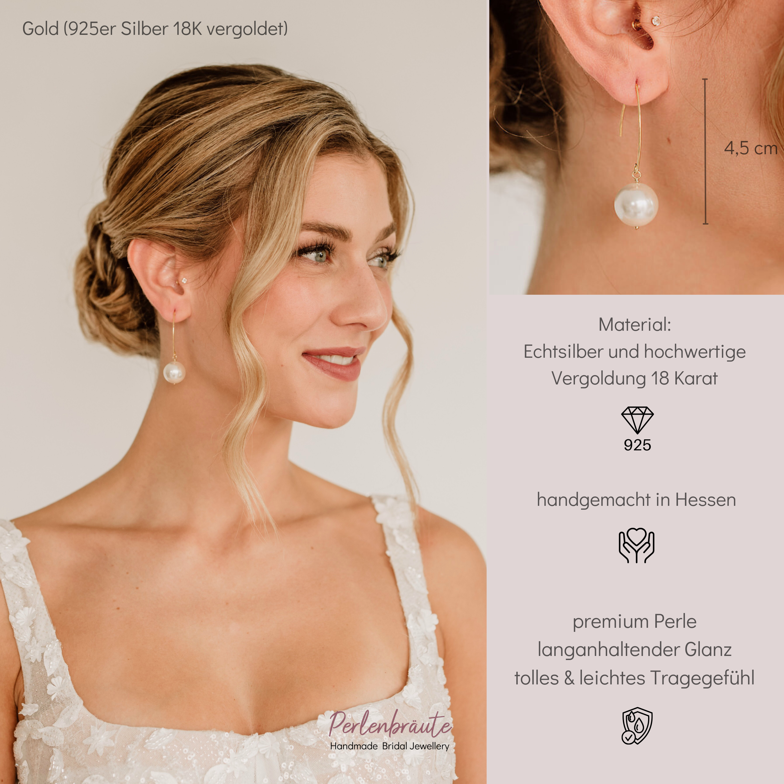 Hailey | Braut Ohrringe mit Perle