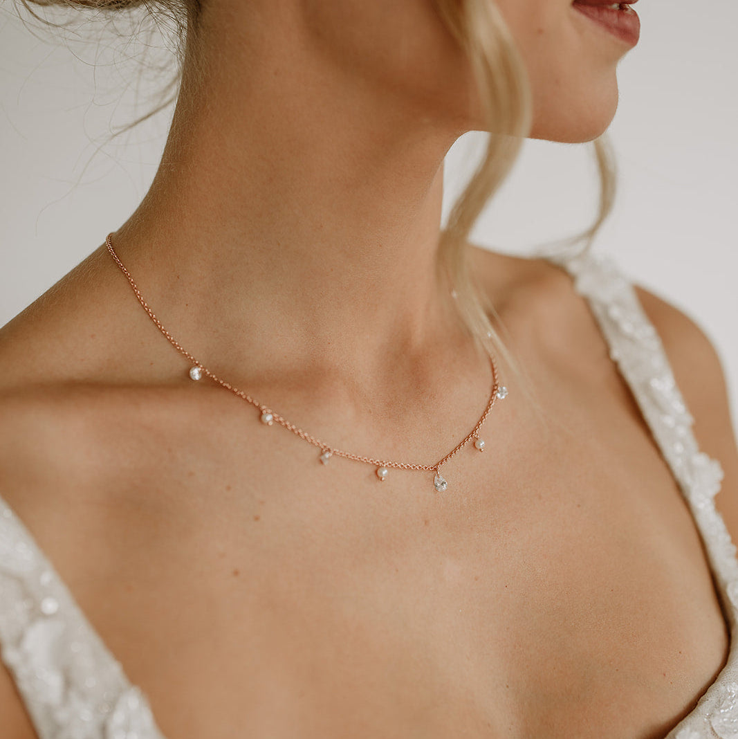 Amina | Braut Halskette mit Perlen