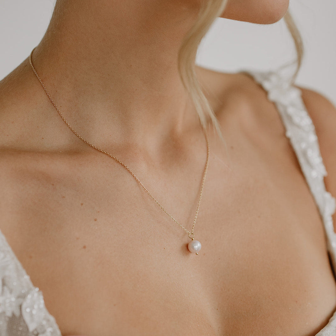 Linda | Halskette Hochzeit mit echter Süßwasserperle