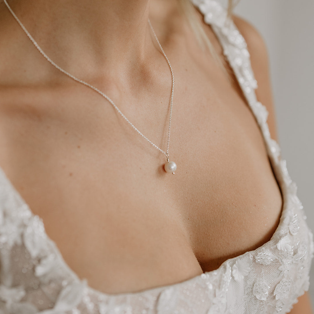 Linda | Halskette Hochzeit mit echter Süßwasserperle