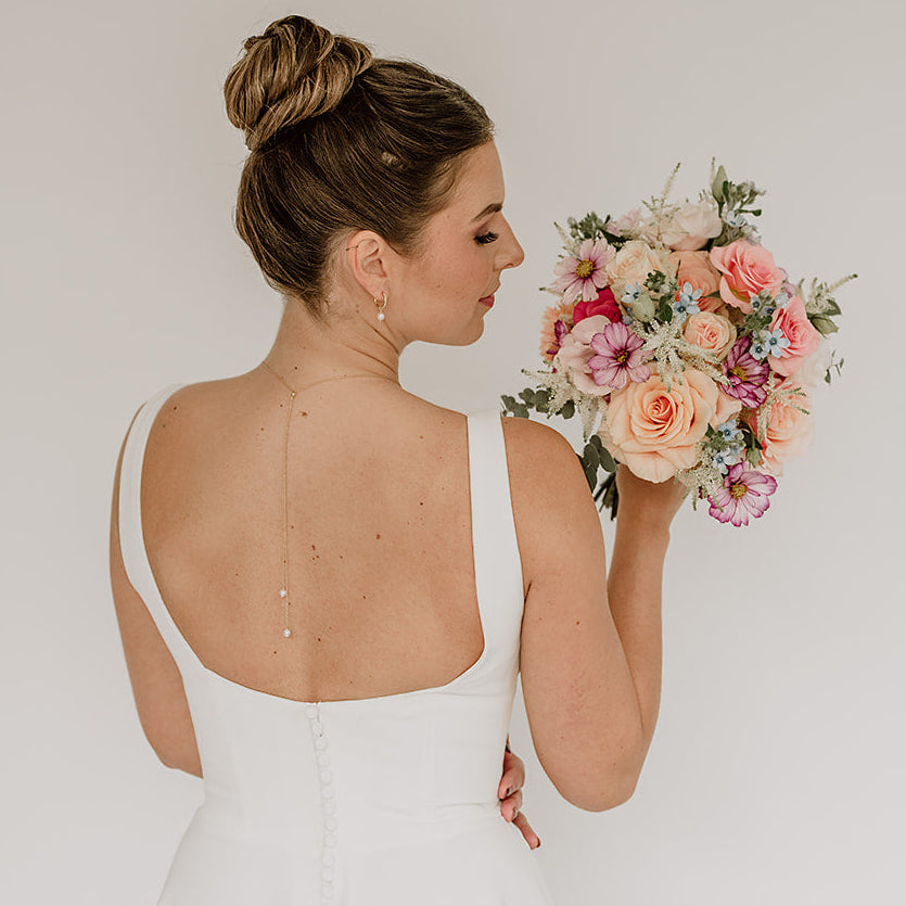 Valeria Hals & Rückenkette | Braut Y-Kette mit Perlen