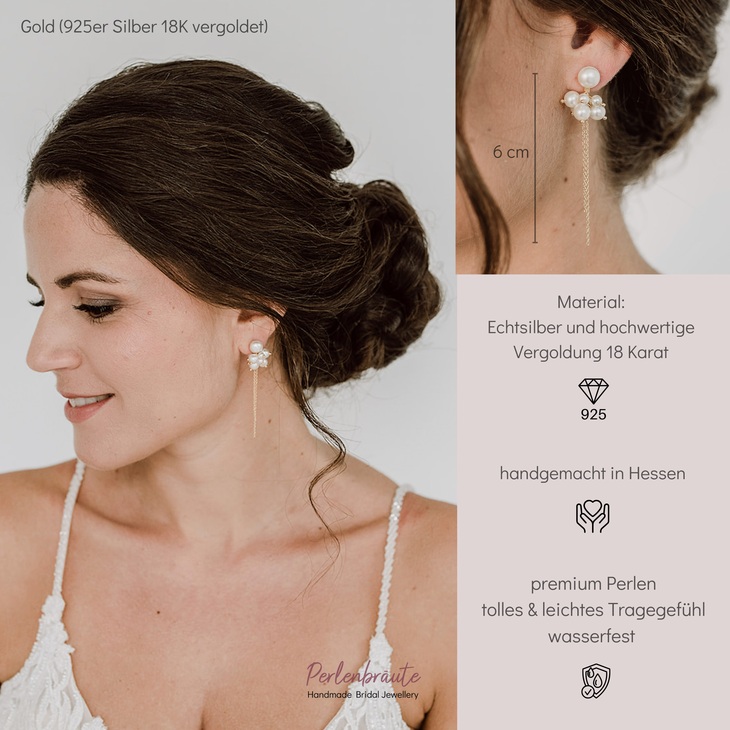 Jess | Ohrringe Hochzeit mit Perlen