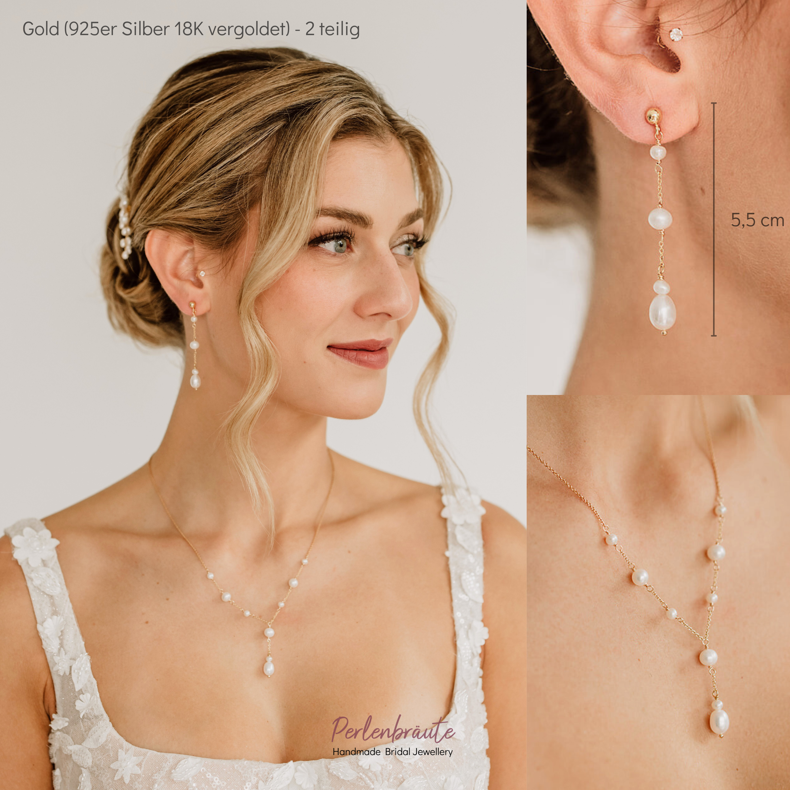 Joy | Brautschmuck Set mit echten Perlen