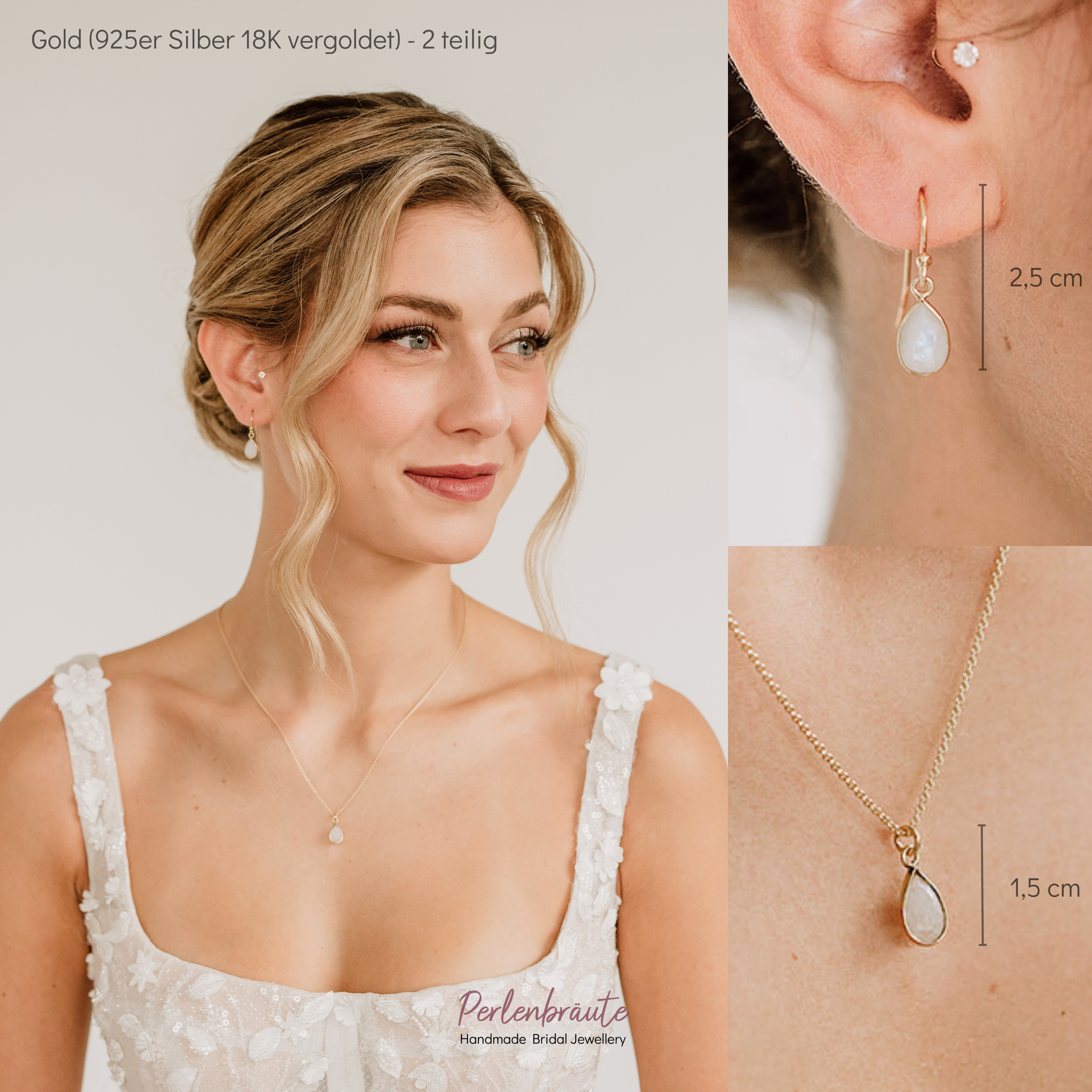 Juna | Brautschmuck Set mit Mondstein