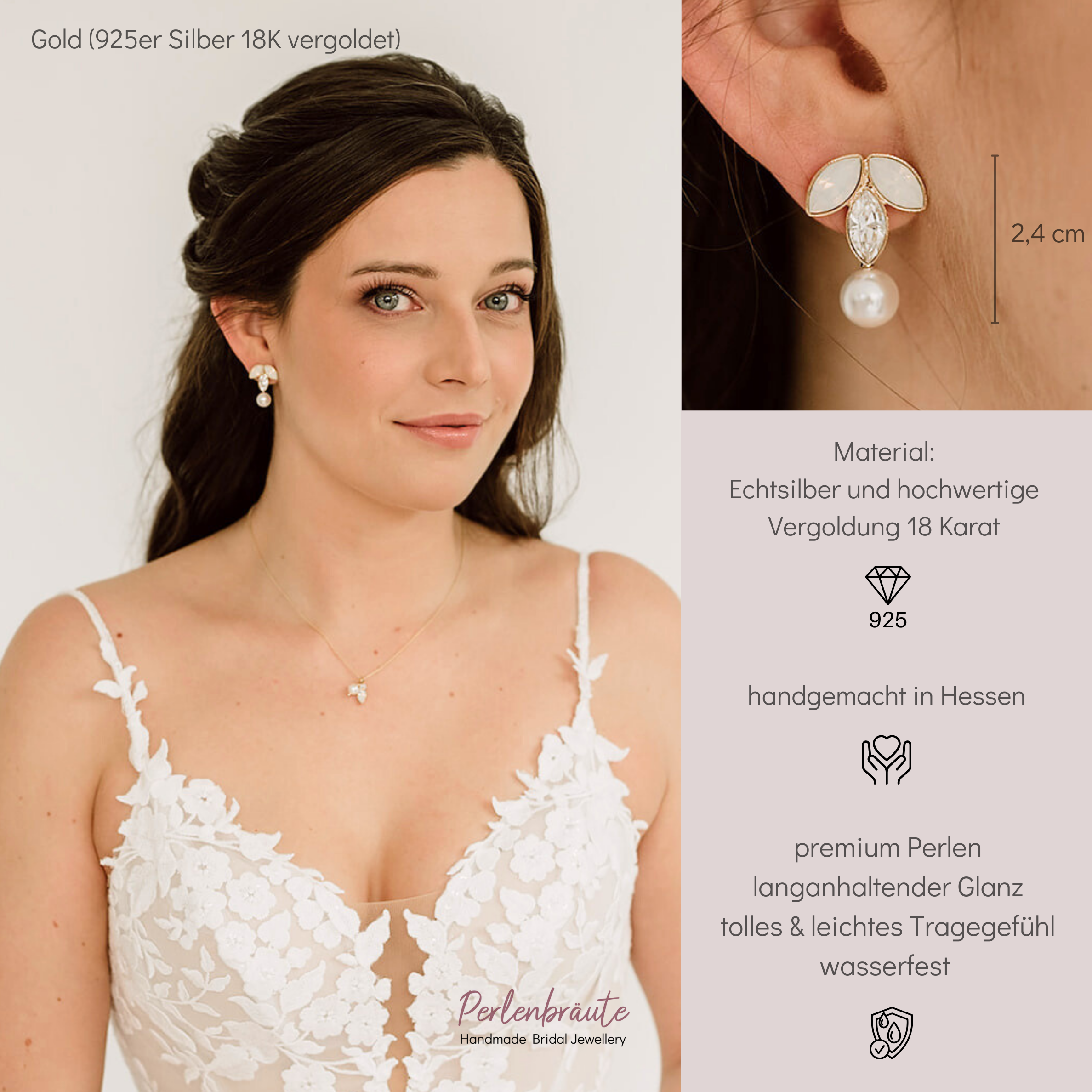 Katy | Brautohrringe mit Perlen und Kristallen