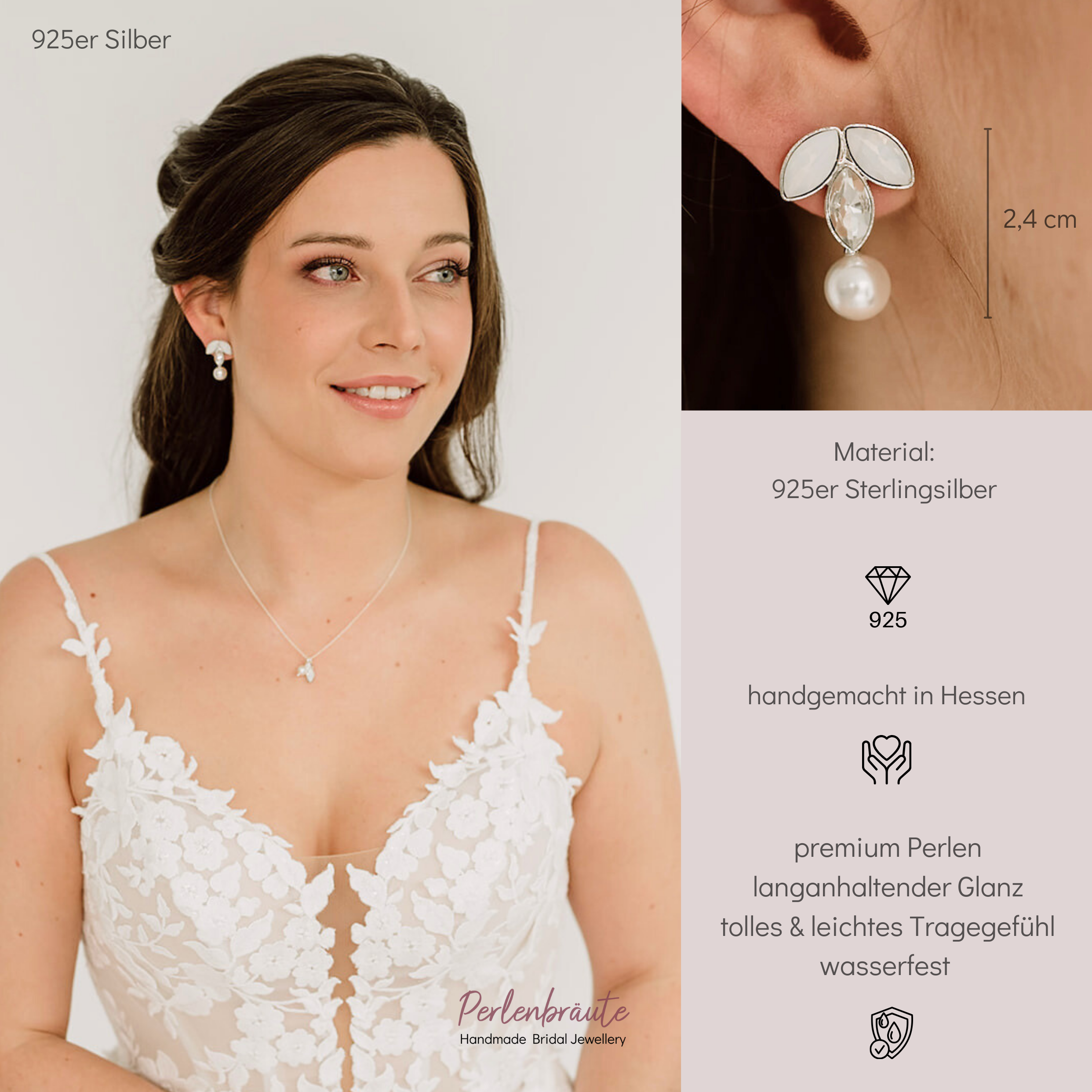 Katy | Brautohrringe mit Perlen und Kristallen