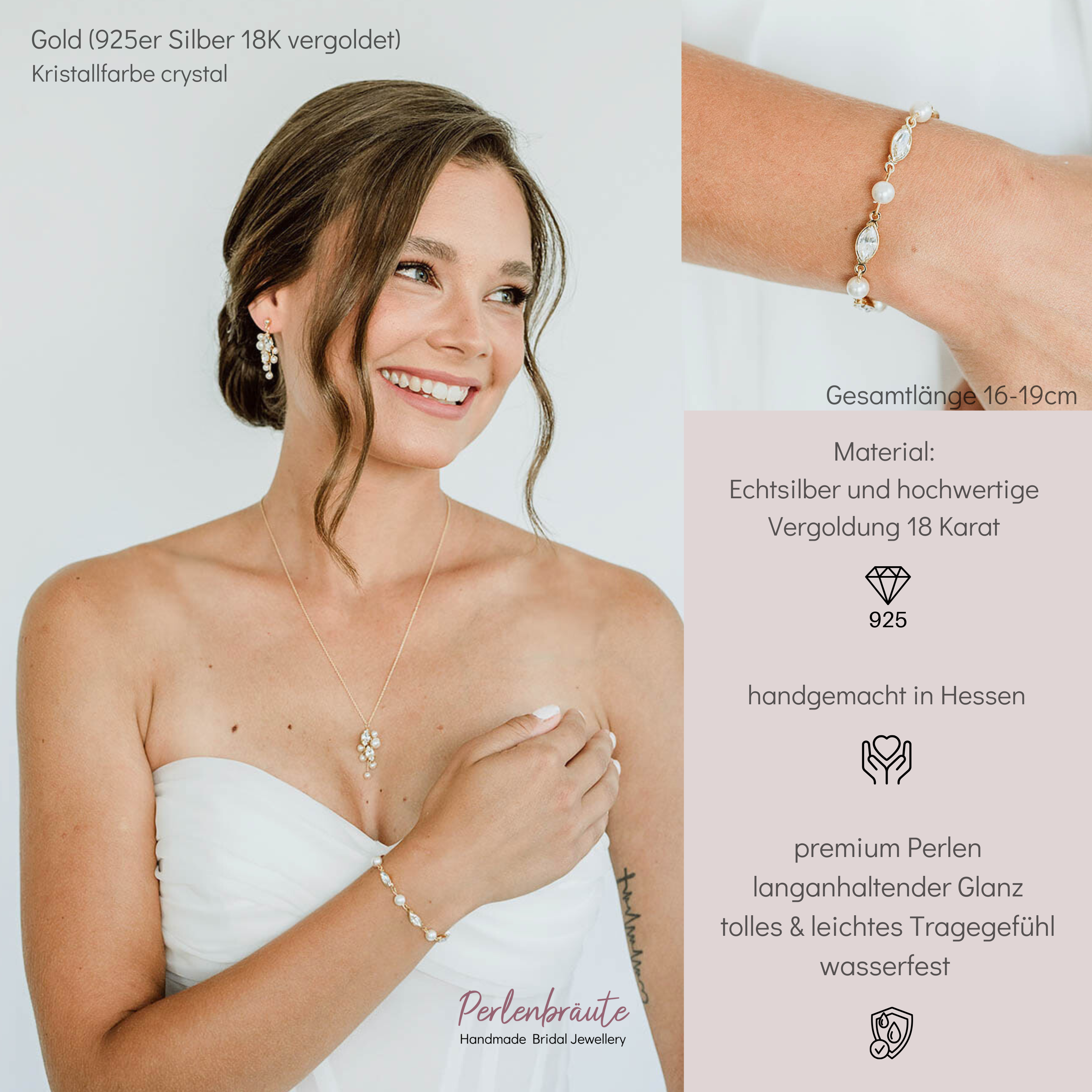 Kylie | Armband Hochzeit mit Perlen und Kristallen