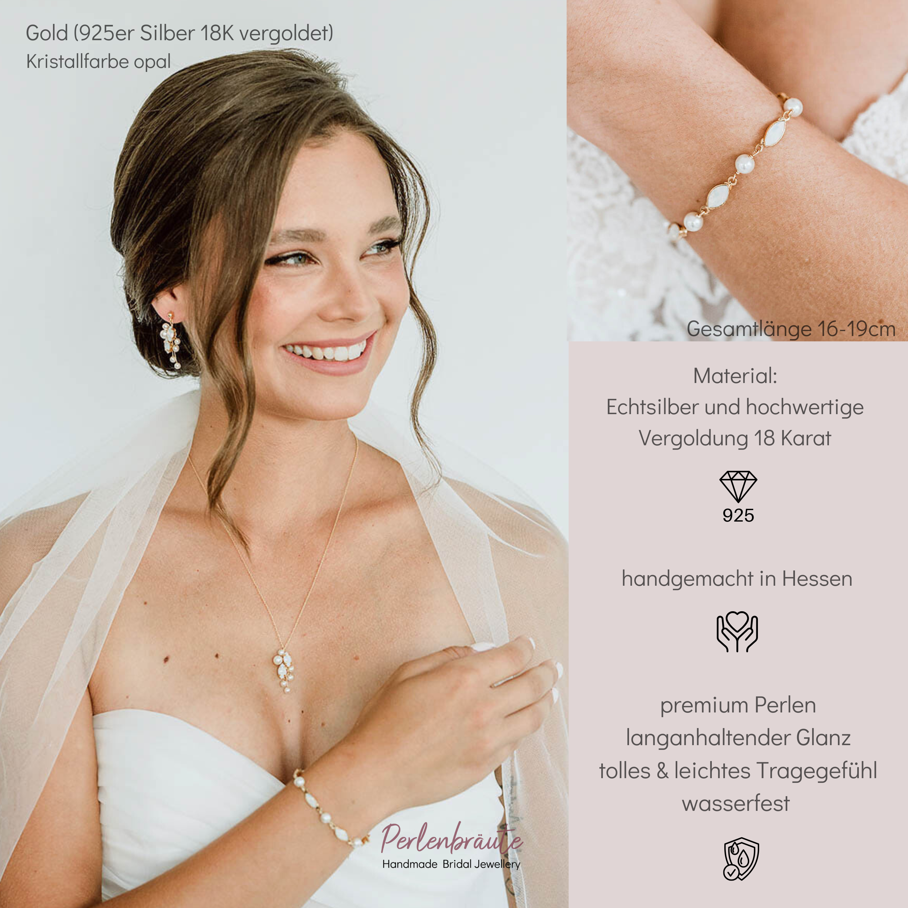Kylie | Armband Hochzeit mit Perlen und Kristallen