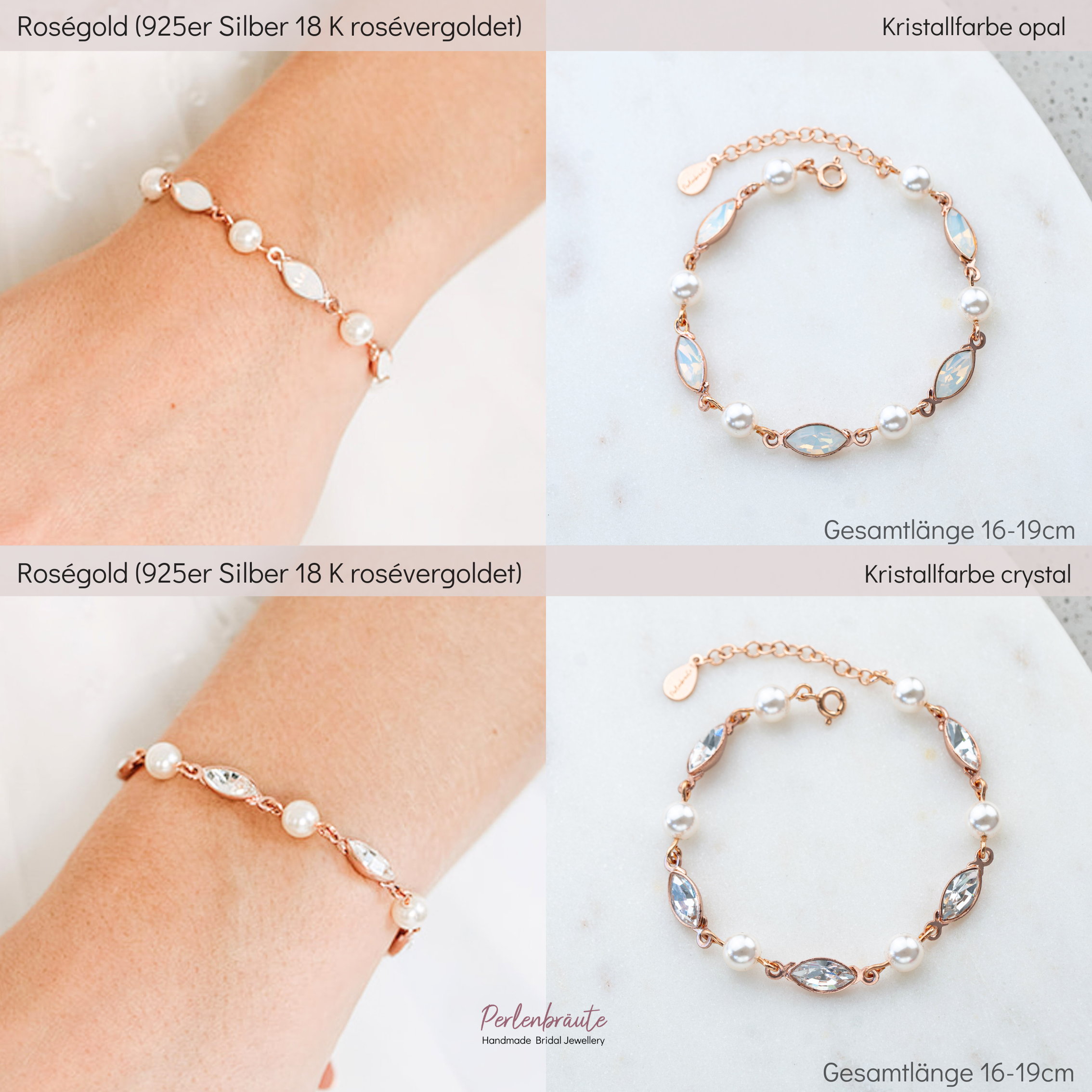 Kylie | Armband Hochzeit mit Perlen und Kristallen