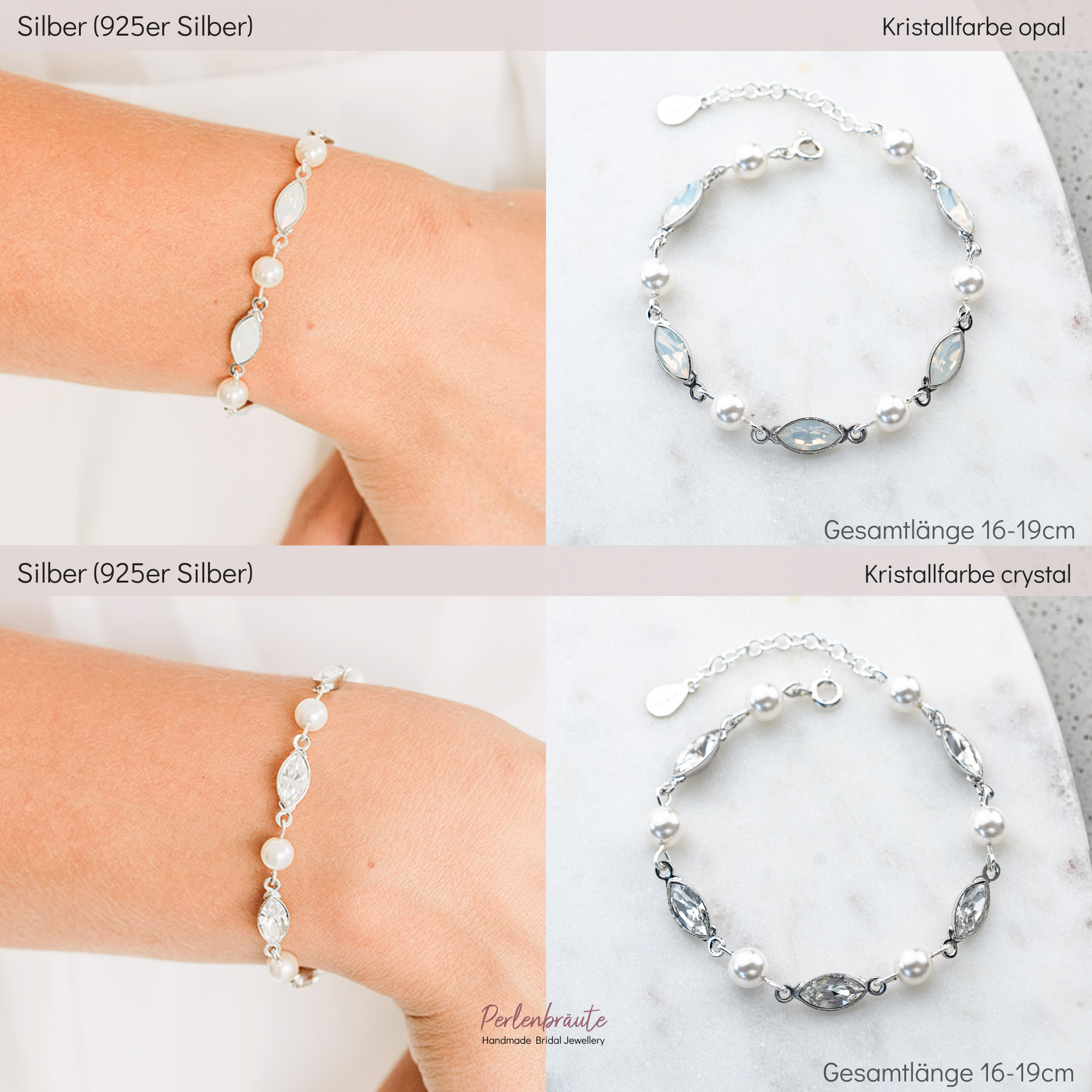 Kylie | Armband Hochzeit mit Perlen und Kristallen