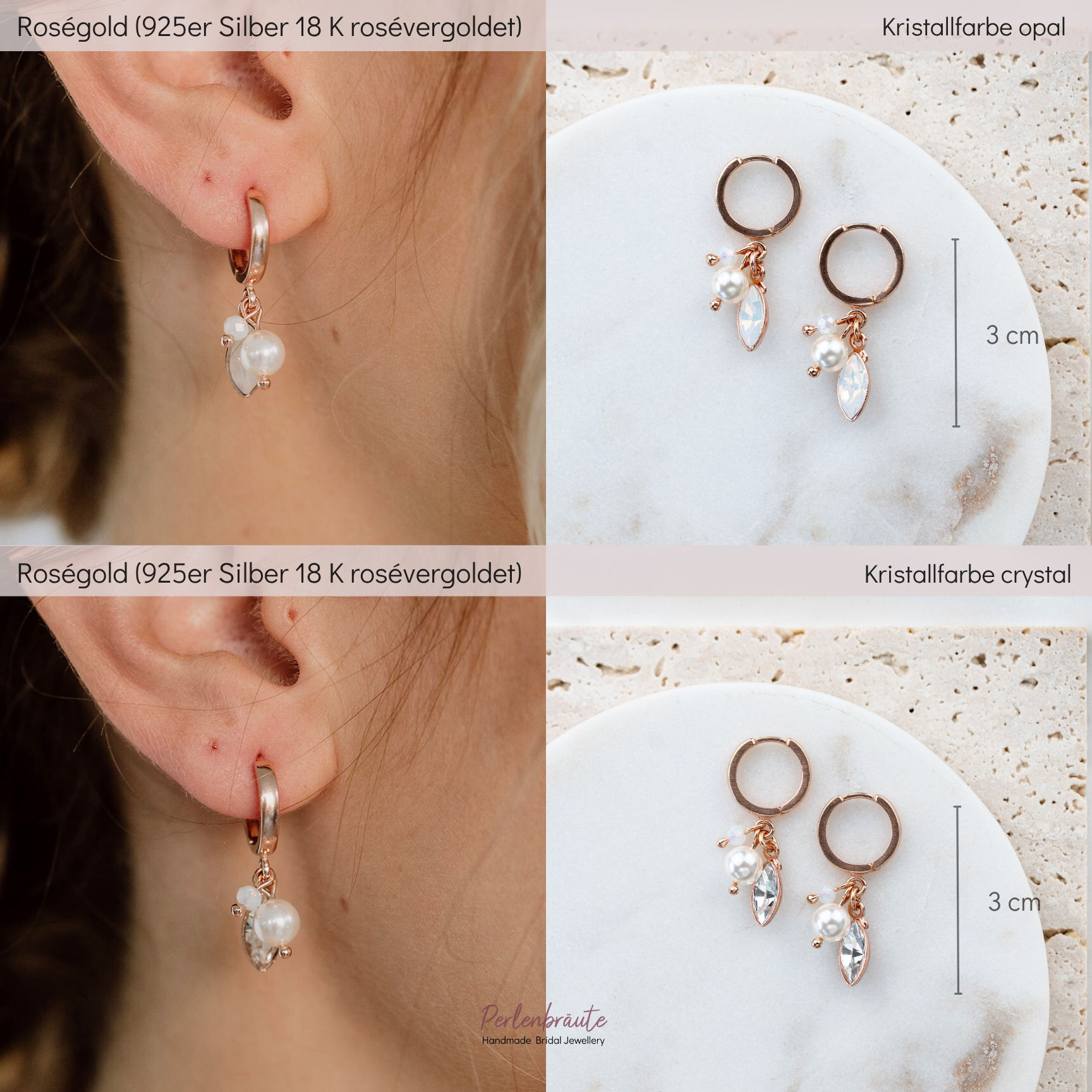 Kylie | Brautcreolen mit Perle und Kristall