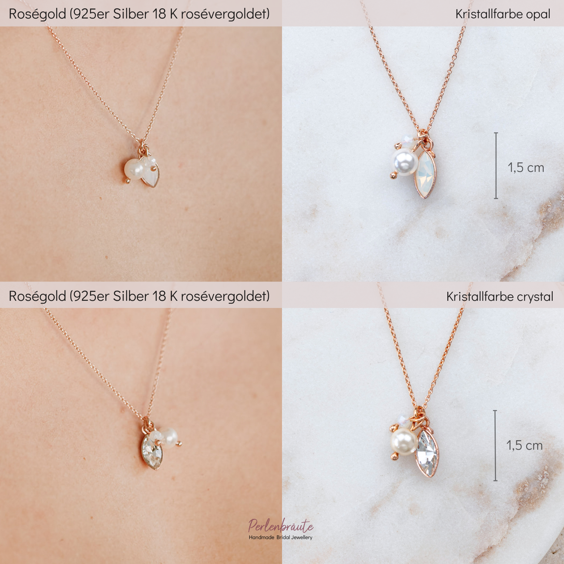 Kylie | Braut Halskette mit Perle und Kristallen