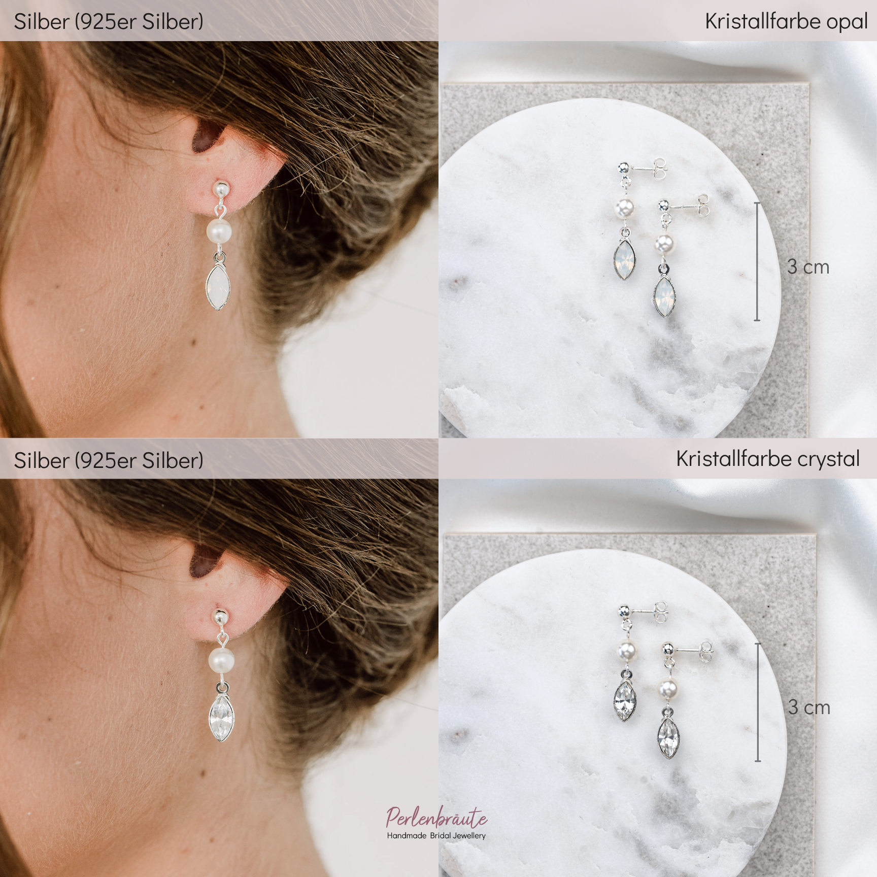 Kylie | Ohrringe Hochzeit mit Perle und Kristall
