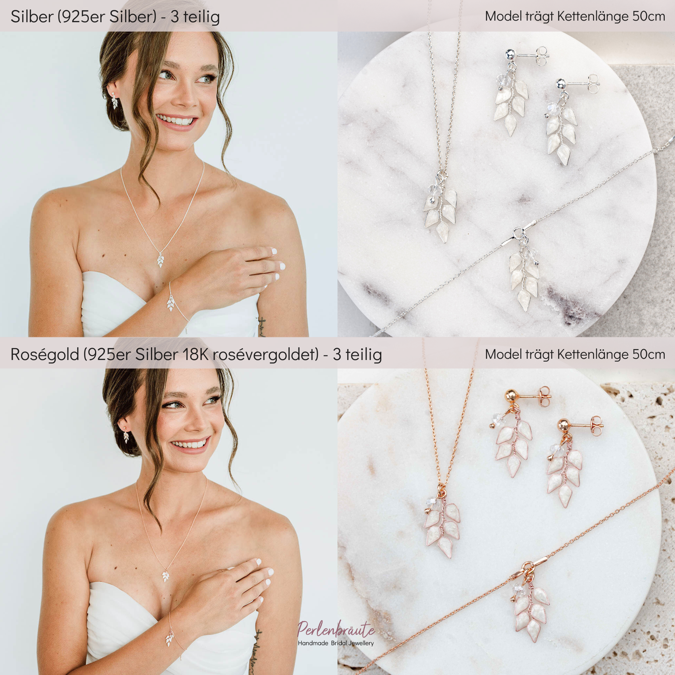 Lana | Brautschmuck Set mit Blättern