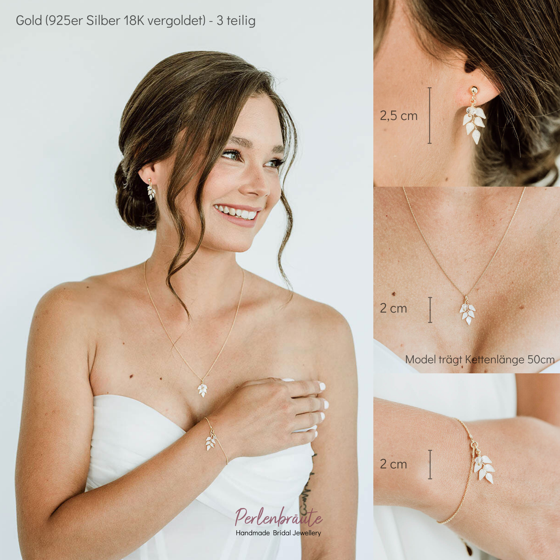 Lana | Brautschmuck Set mit Blättern