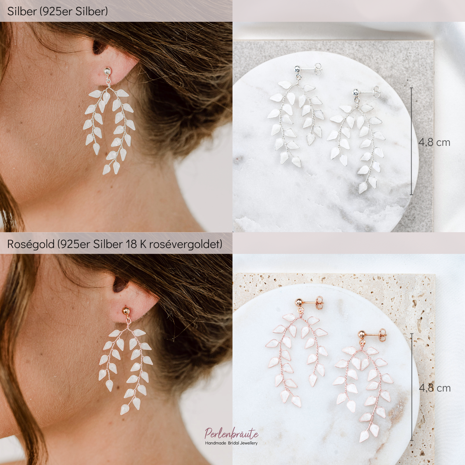 Lana | Brautohrringe hängend mit Blättern