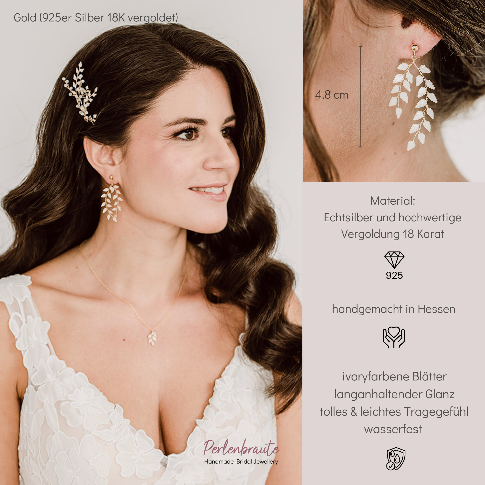Lana | Brautohrringe hängend mit Blättern