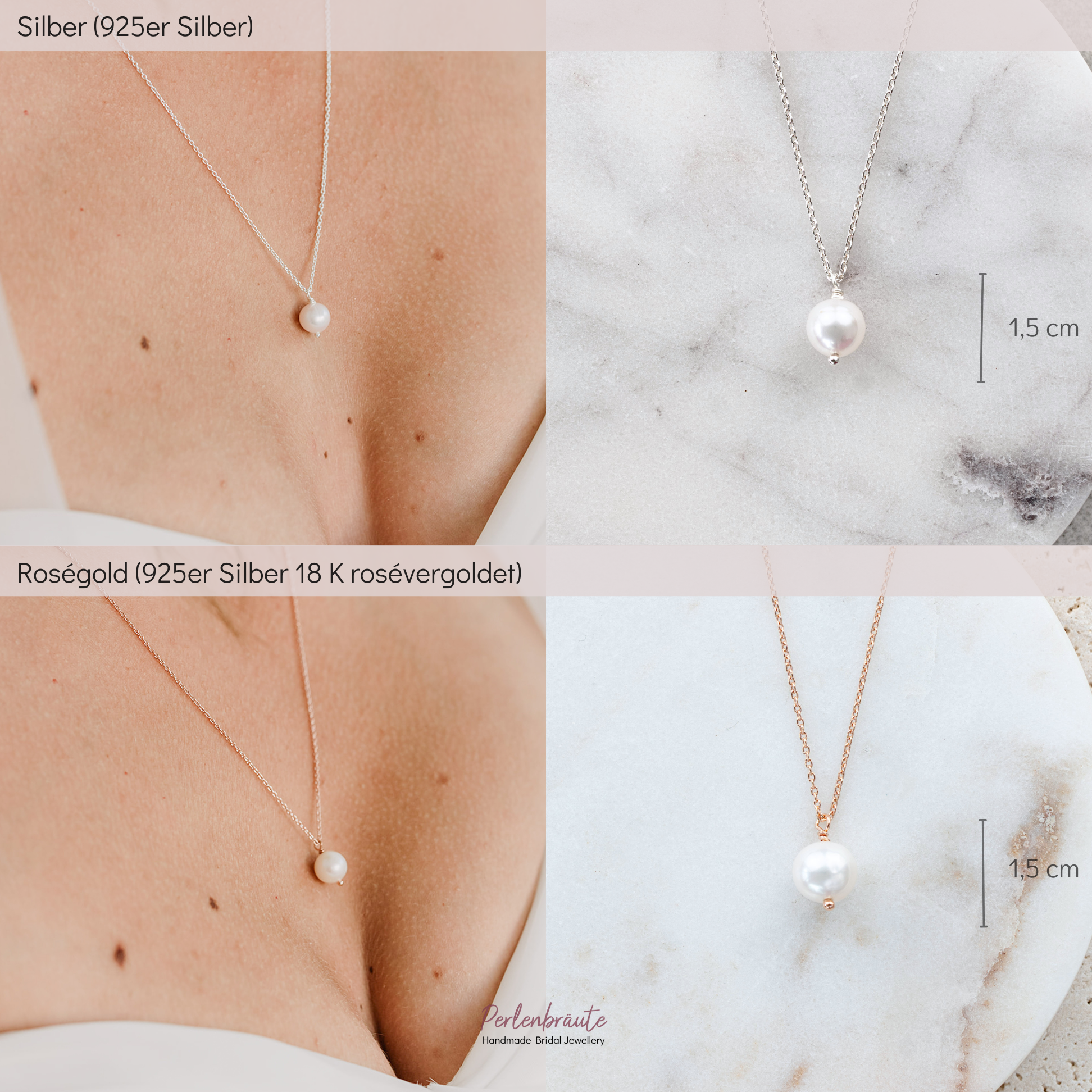 Linda | Halskette Hochzeit mit echter Süßwasserperle