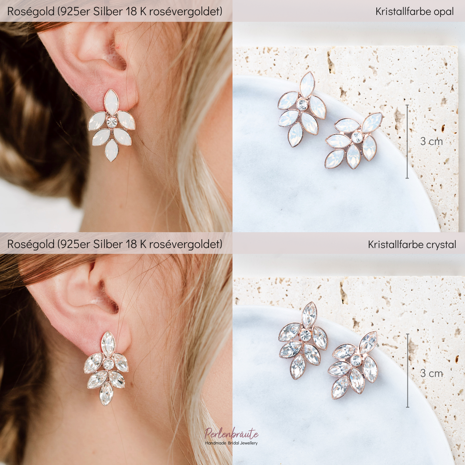 Lisbeth | elegante Ohrringe Hochzeit mit Kristallen