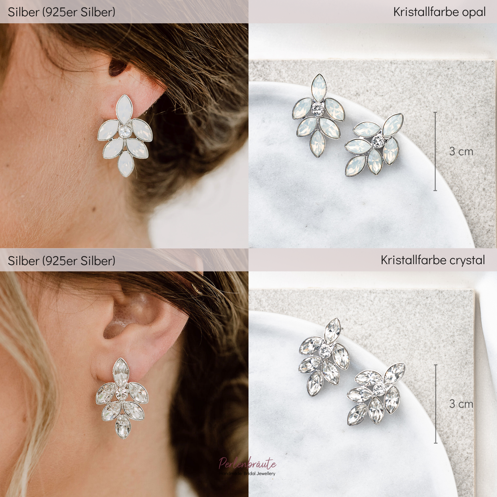 Lisbeth | elegante Ohrringe Hochzeit mit Kristallen