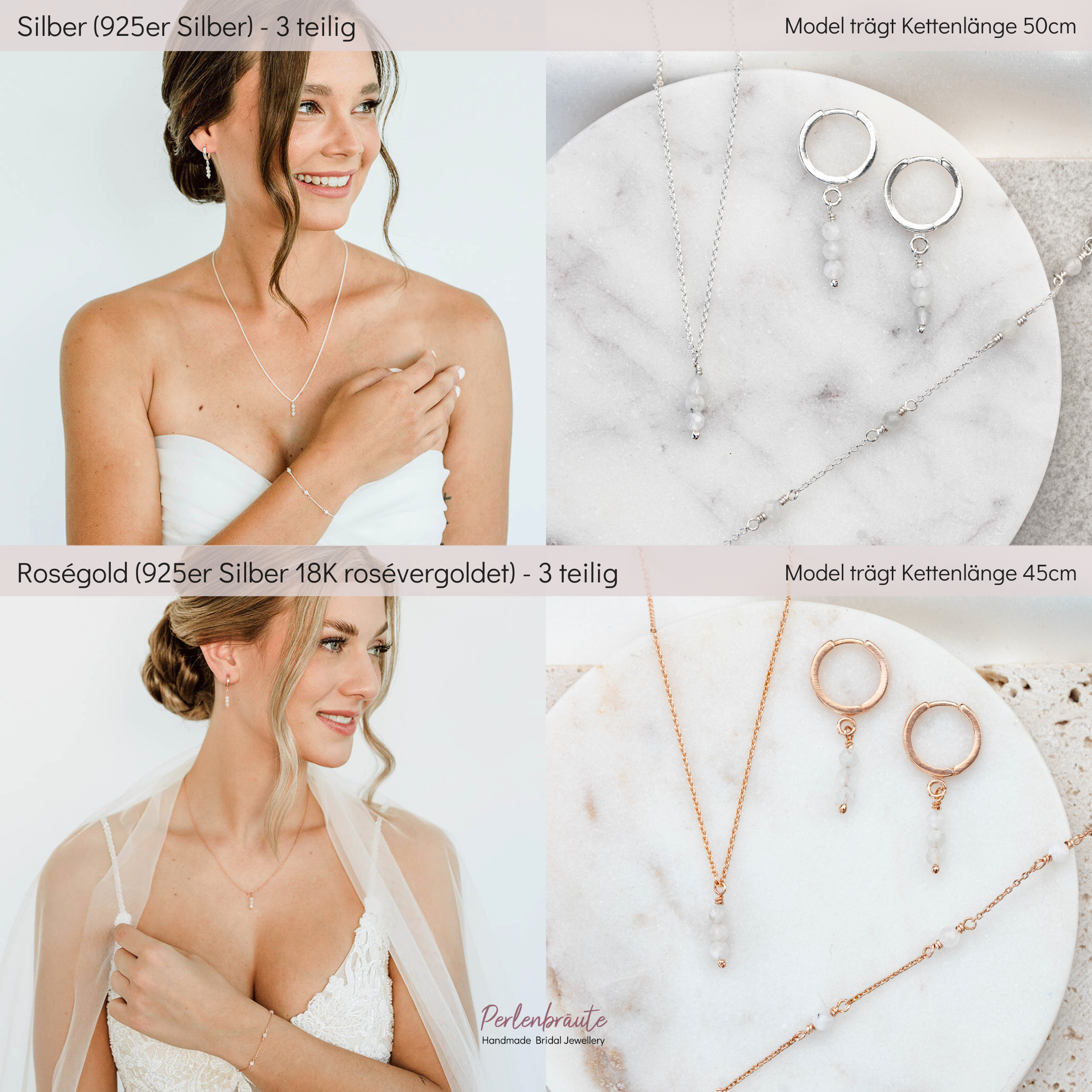 Luna | Brautschmuck Set mit Mondstein