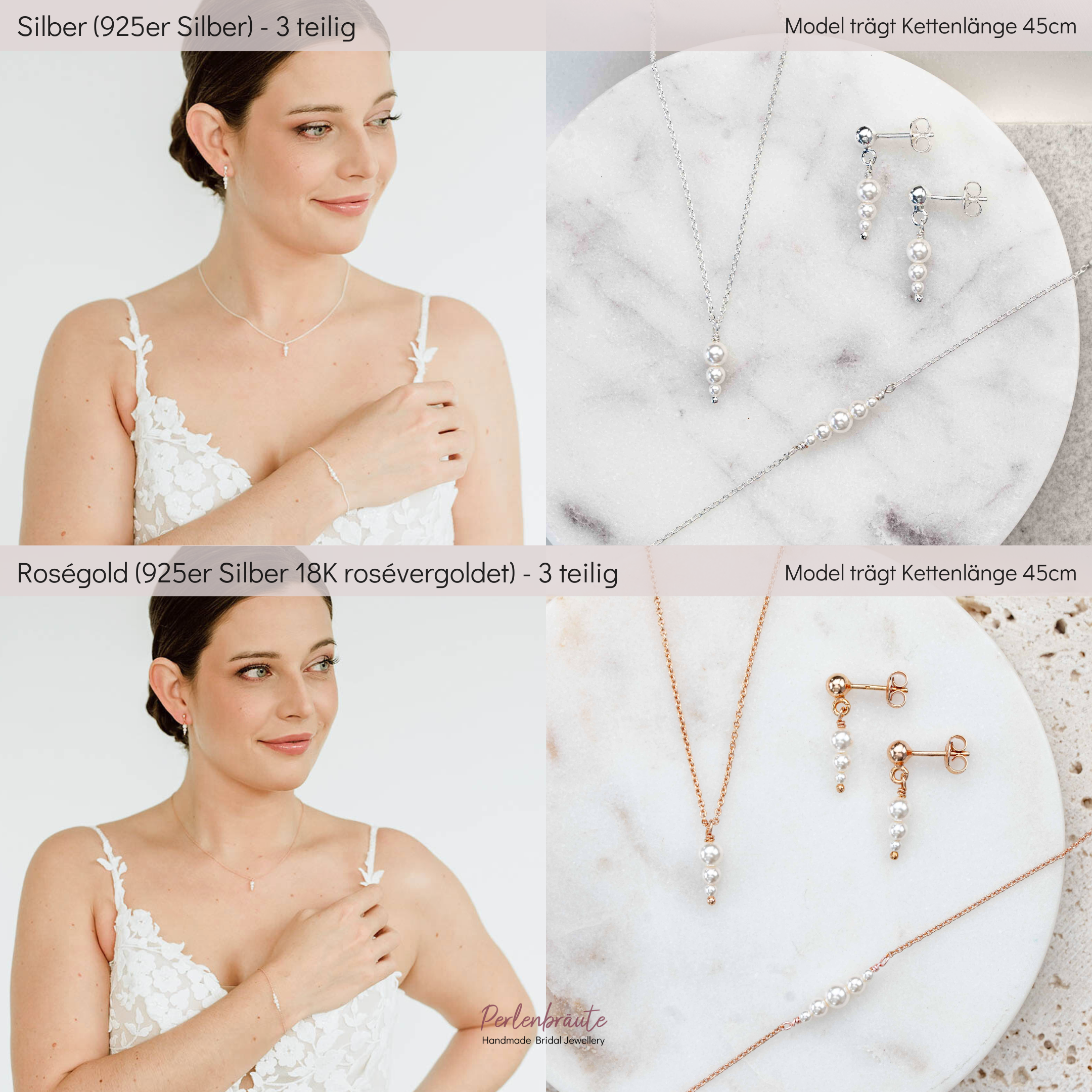 Mariella | Brautschmuck Set mit Perlen - Perlenschmuck Braut