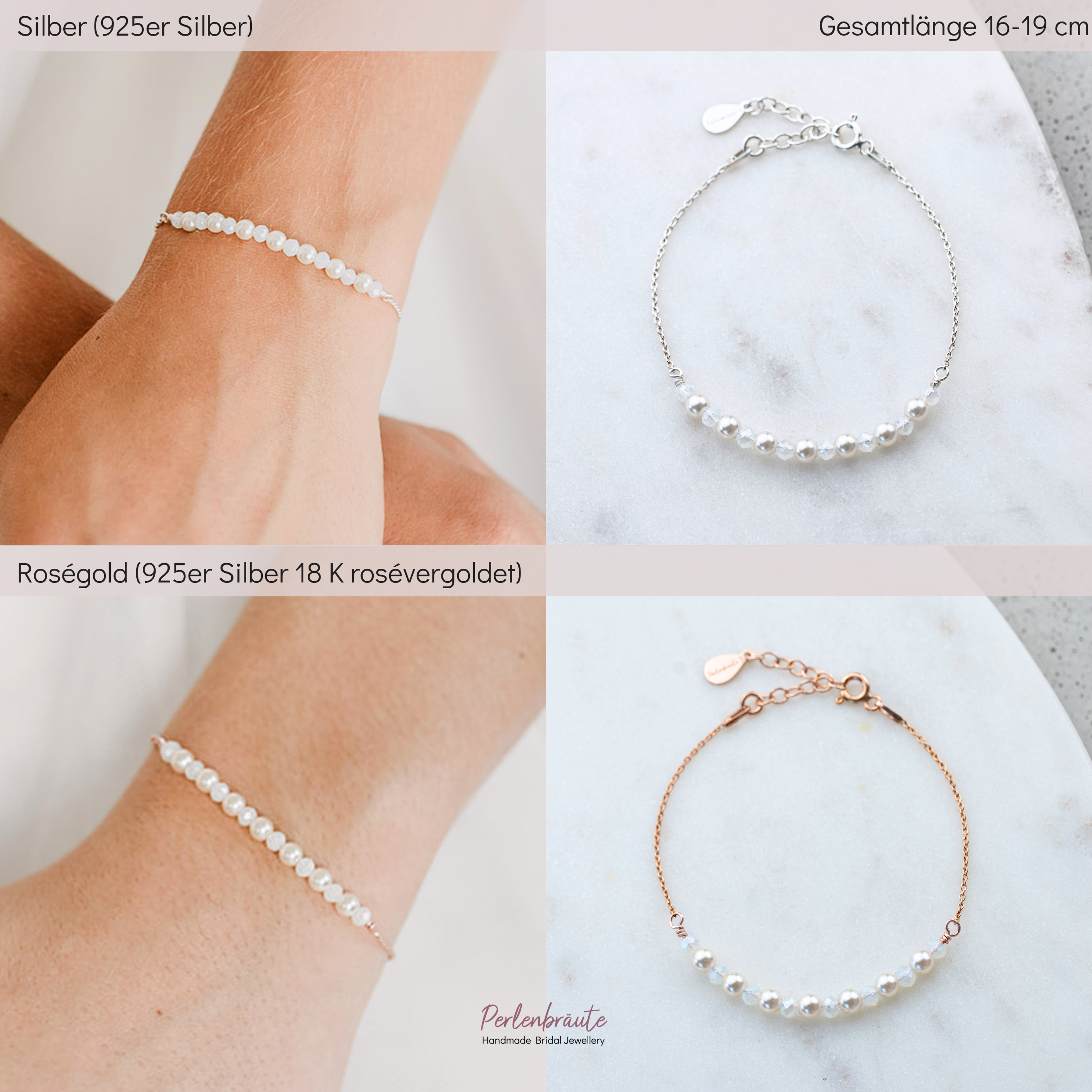 Mila | Armband Hochzeit mit Perlen dezent