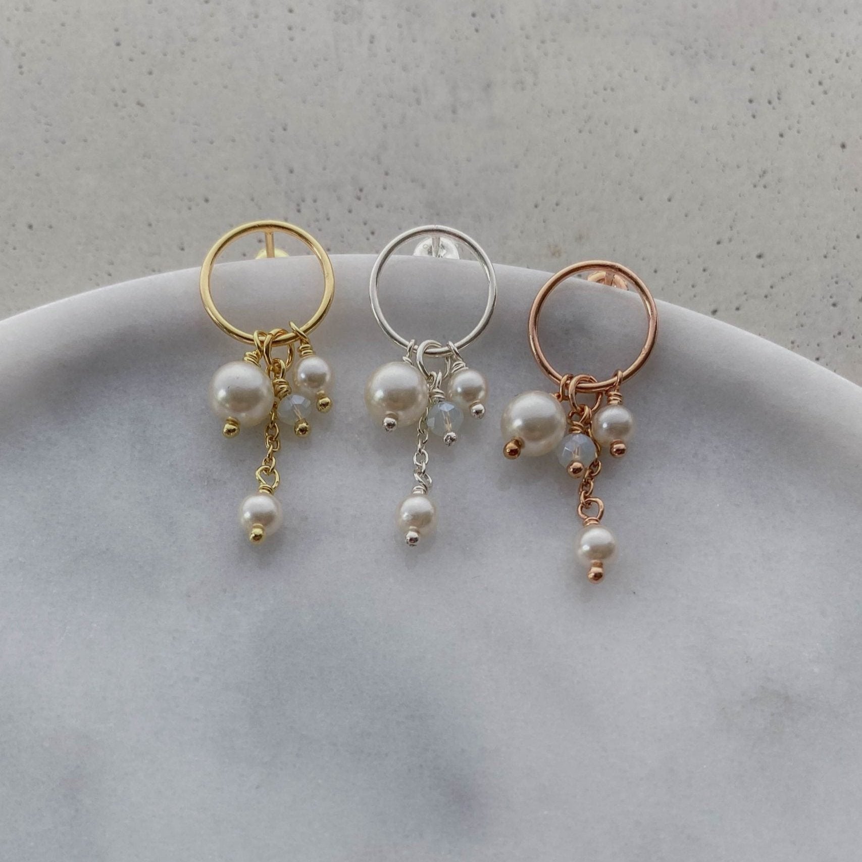 Brautohrringe mit Perlen Tonia in der Farbe Gold