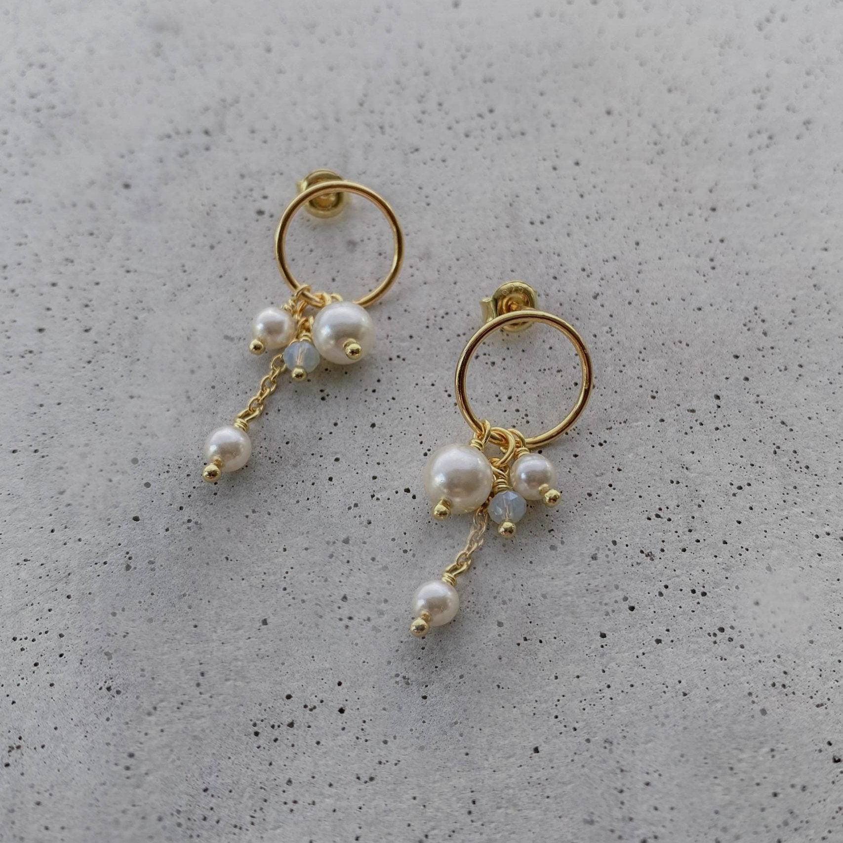 Brautohrringe mit Perlen Tonia in der Farbe Gold