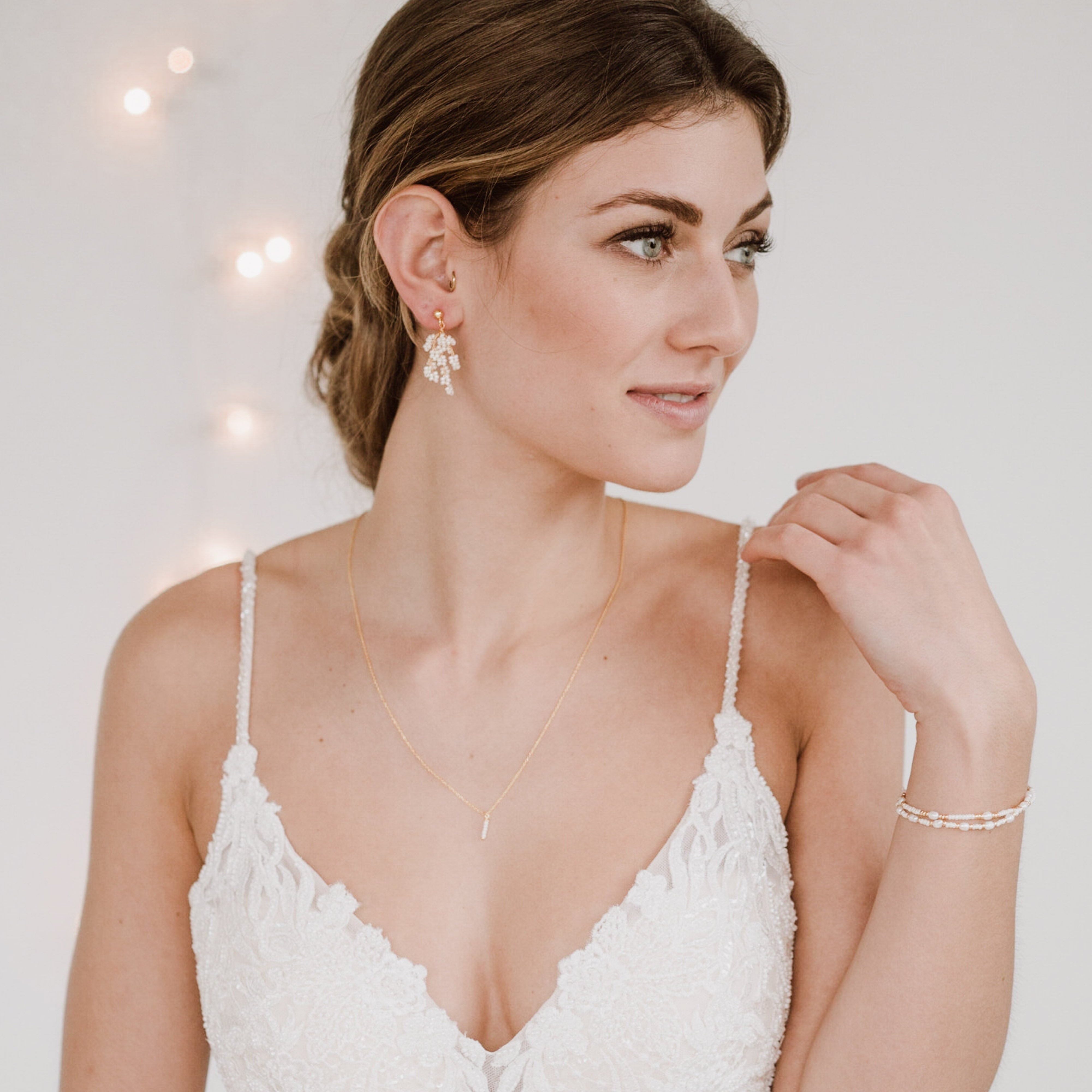 Linnea | Brautarmband mit kleinen echten Perlen - 2er Set