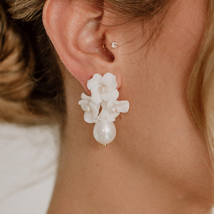 Coco mit Tropfen | Braut Ohrringe mit Blüten