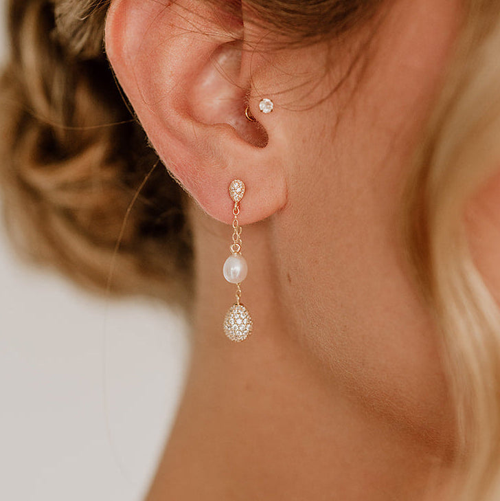 Elaine | Braut Ohrringe mit echter Perle