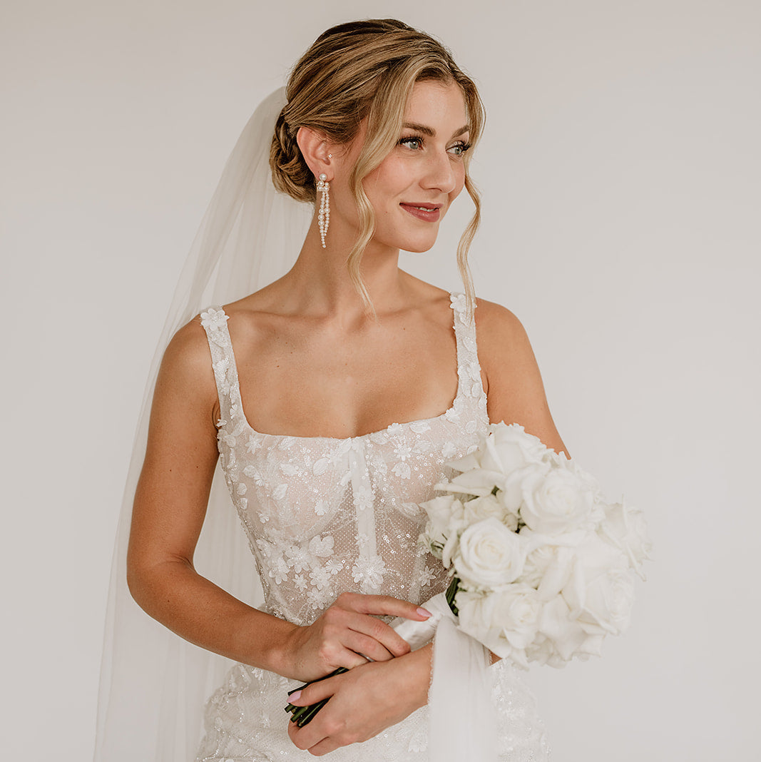 Elina | Brautohrringe hängend mit Perlen