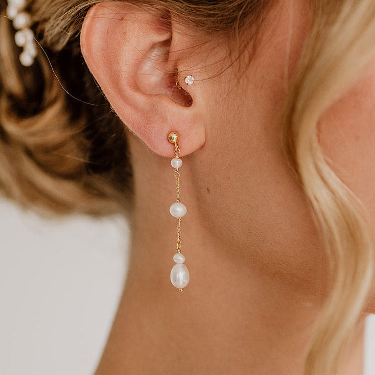 Joy | Braut Ohrringe mit echten Perlen