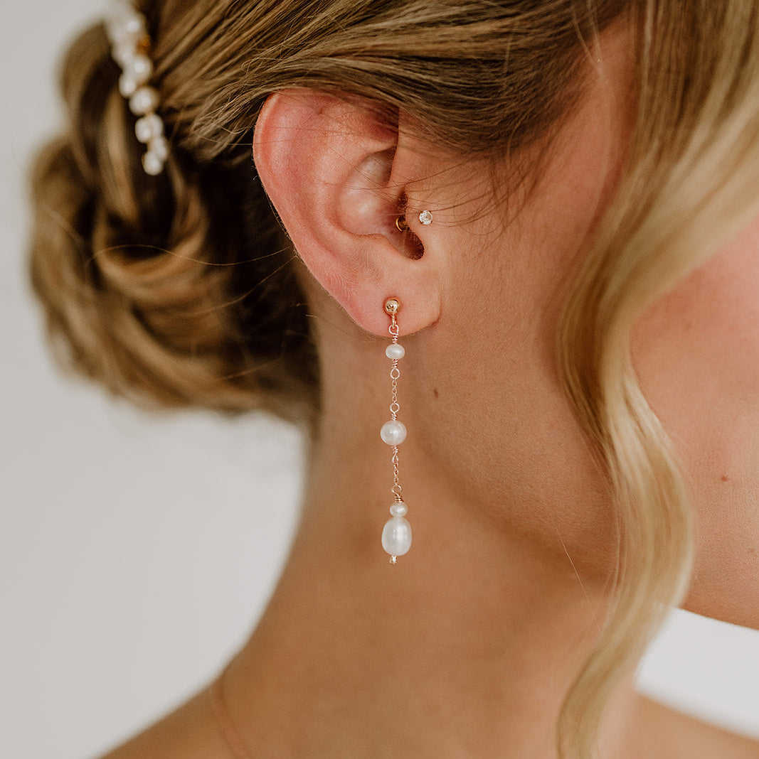 Joy | Braut Ohrringe mit echten Perlen