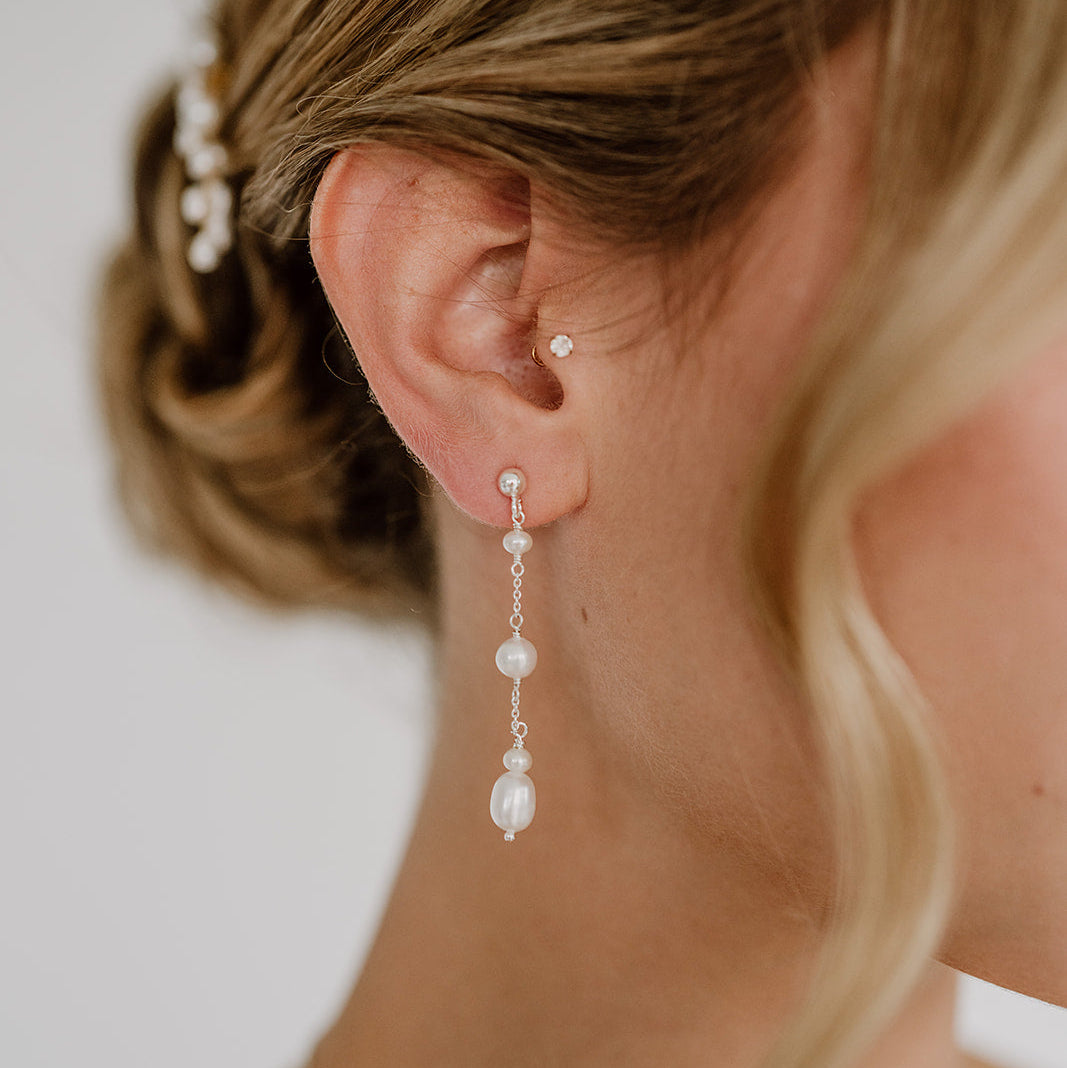 Joy | Braut Ohrringe mit echten Perlen