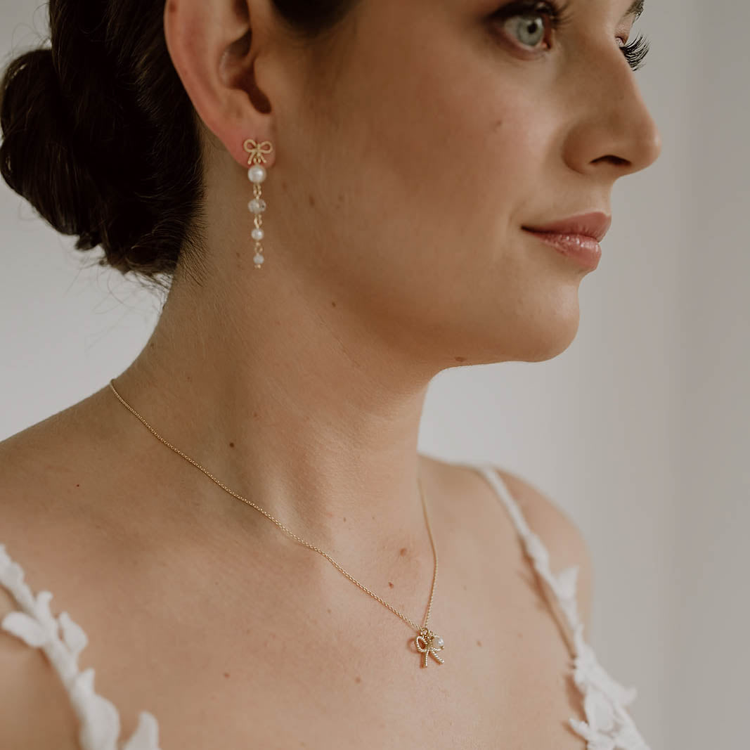 Pinella | Halskette Braut mit Schleife und Perle
