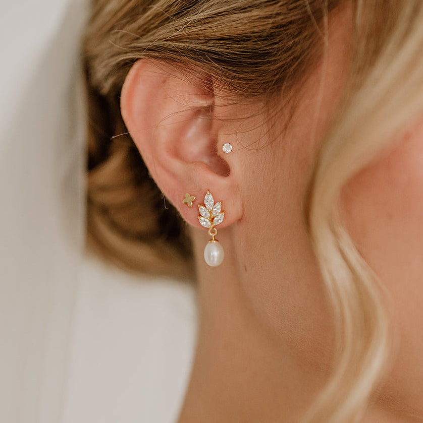 Tilla | Braut Ohrringe mit echter Perle