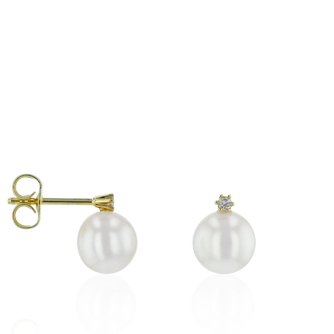 Brillant Ohrstecker Diana 585er Gelbgold mit Süßwasserperle