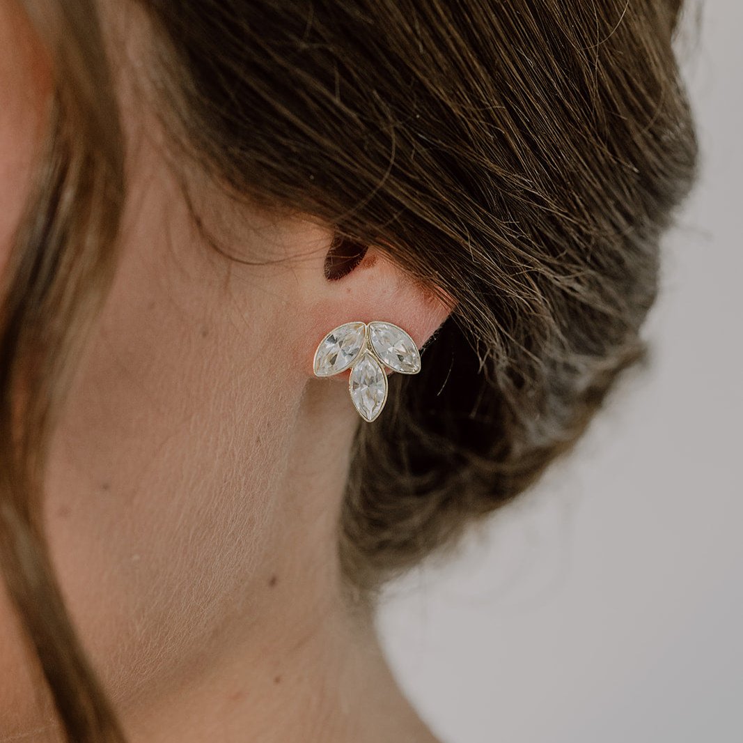 Ohrstecker Hochzeit mit Kristallen Kate in der Farbe Silber
