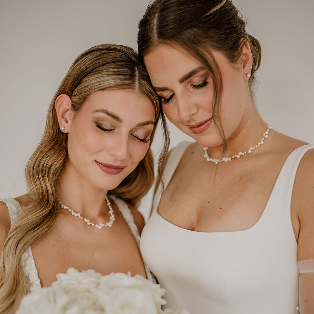 Jasmin | Braut Halskette mit Perlen schwebend