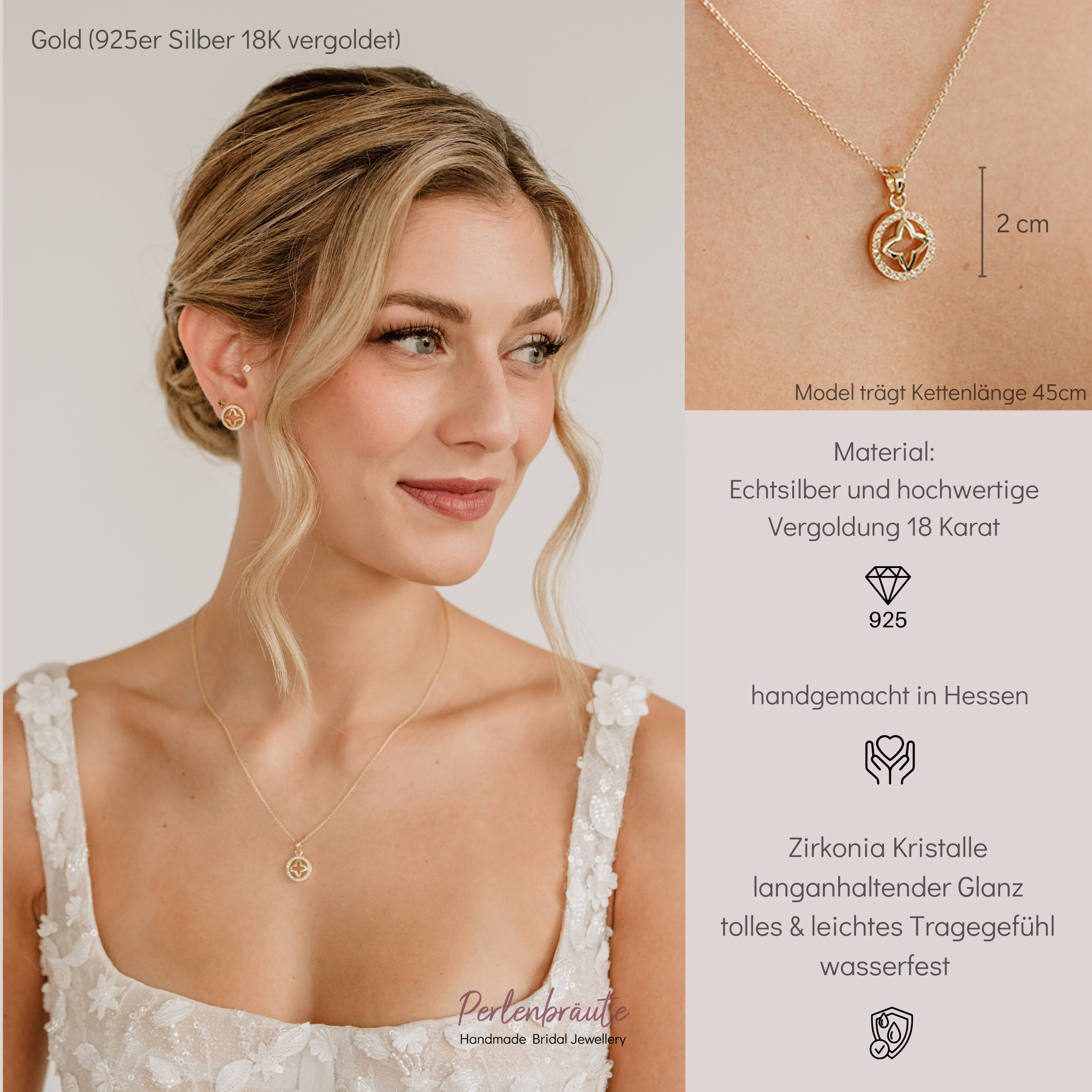 Olivia | Braut Halskette runder Anhänger