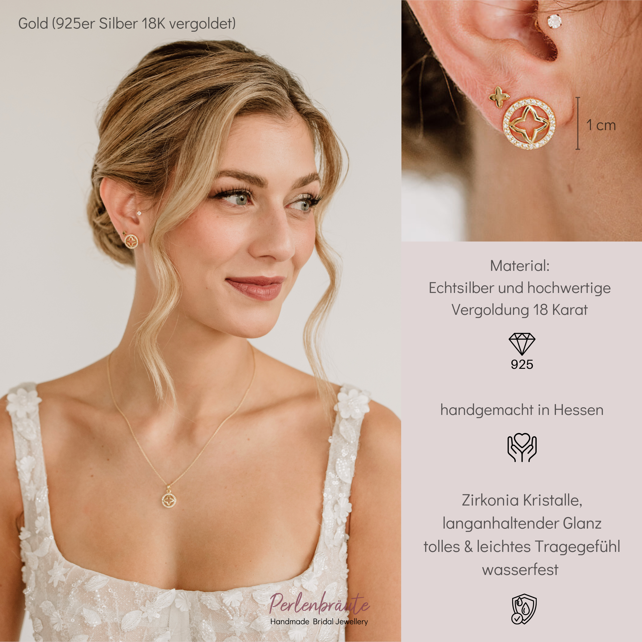 Olivia | runde Braut Ohrringe mit Kristallen