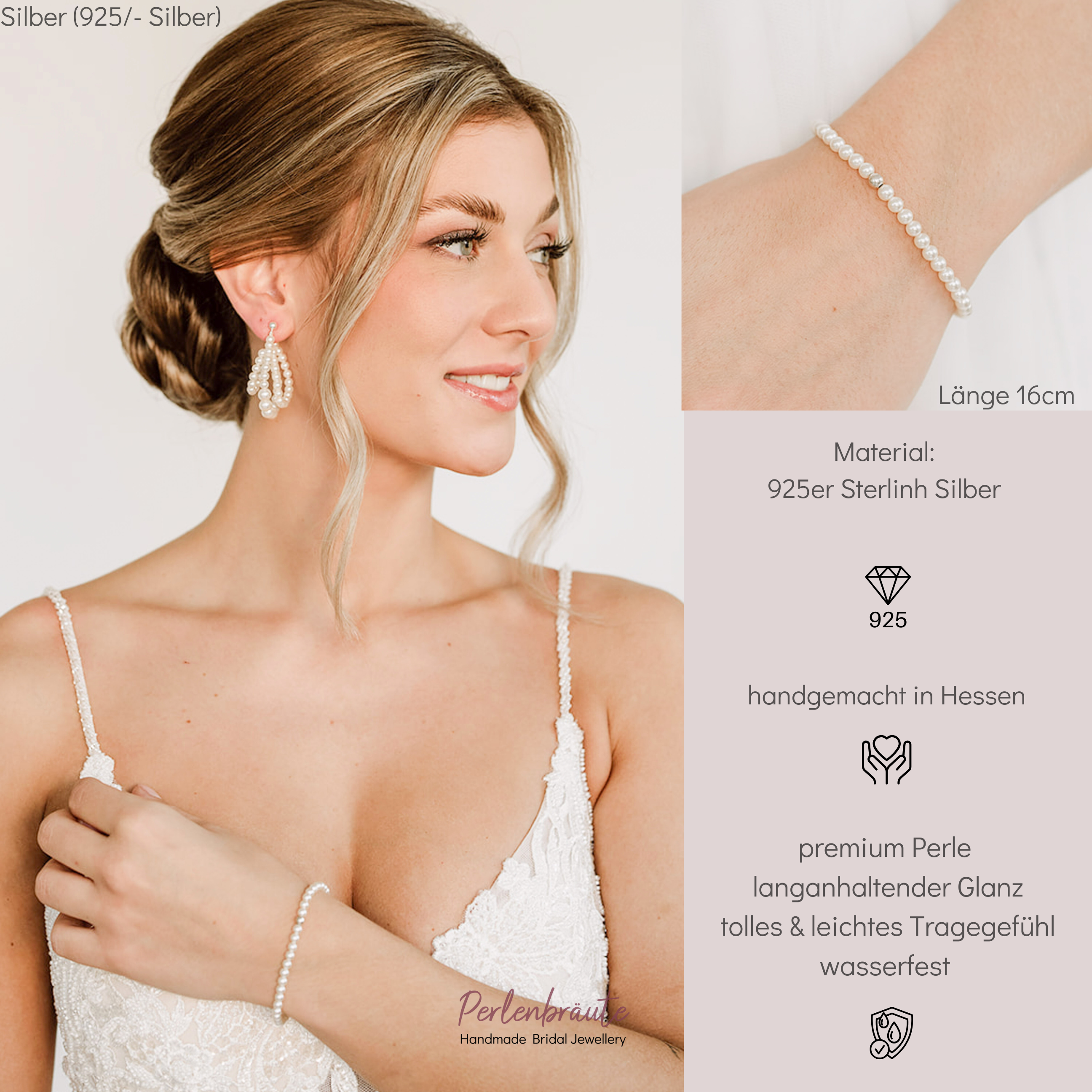 Perla | Perlenarmband Hochzeit schlicht