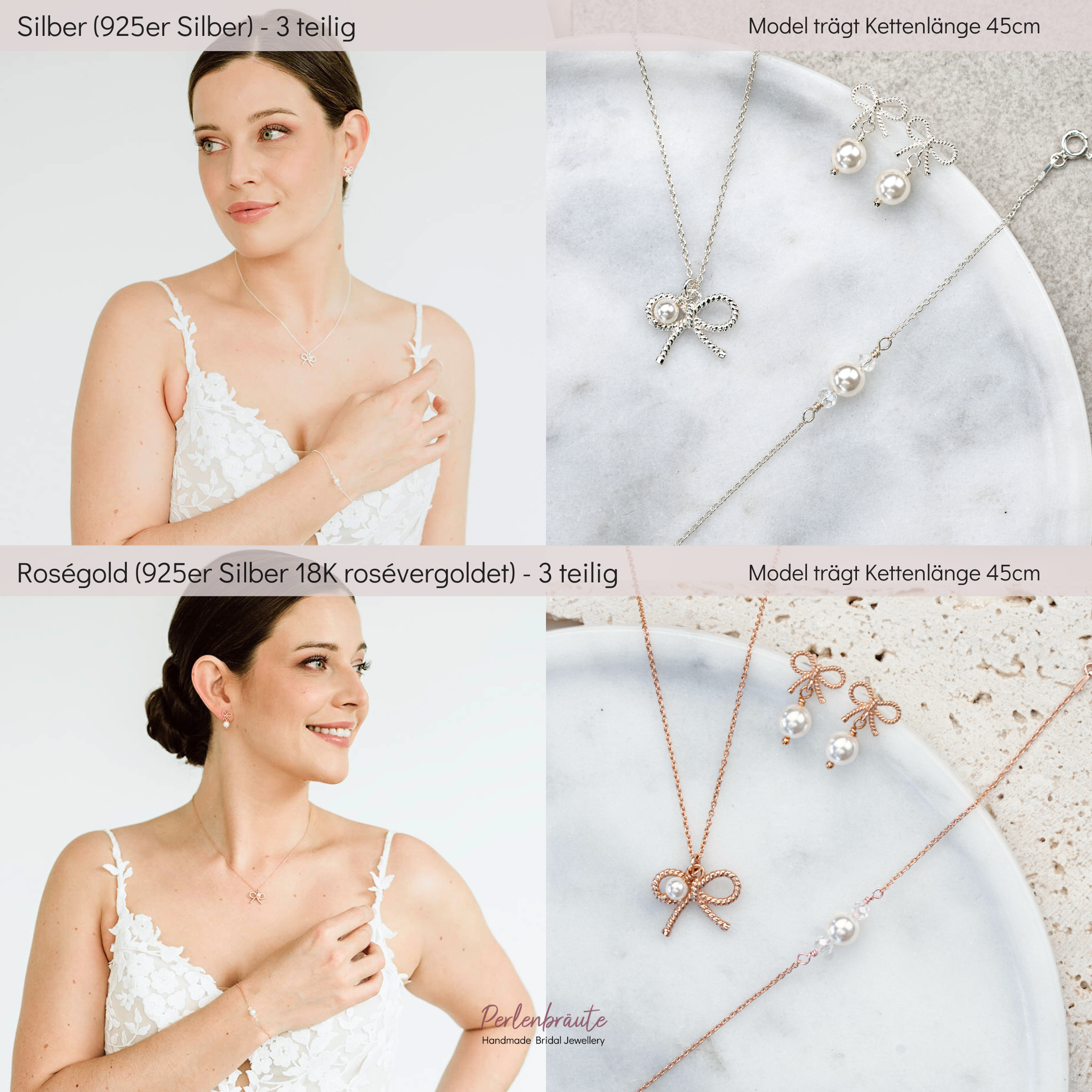 Pinella | Brautschmuck Set mit Schleife und Perle