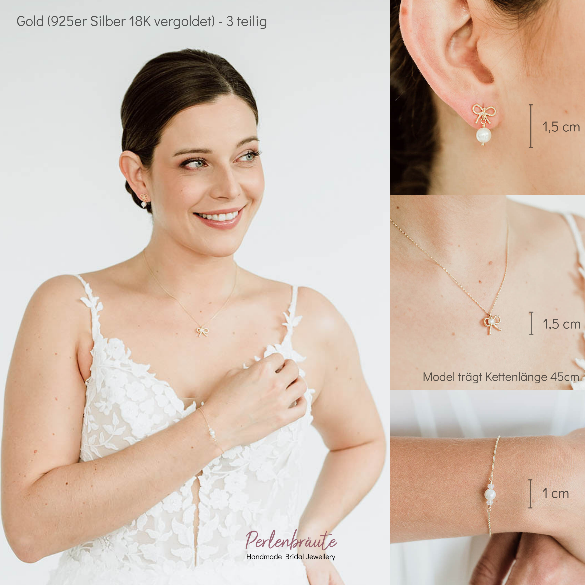 Pinella | Brautschmuck Set mit Schleife und Perle