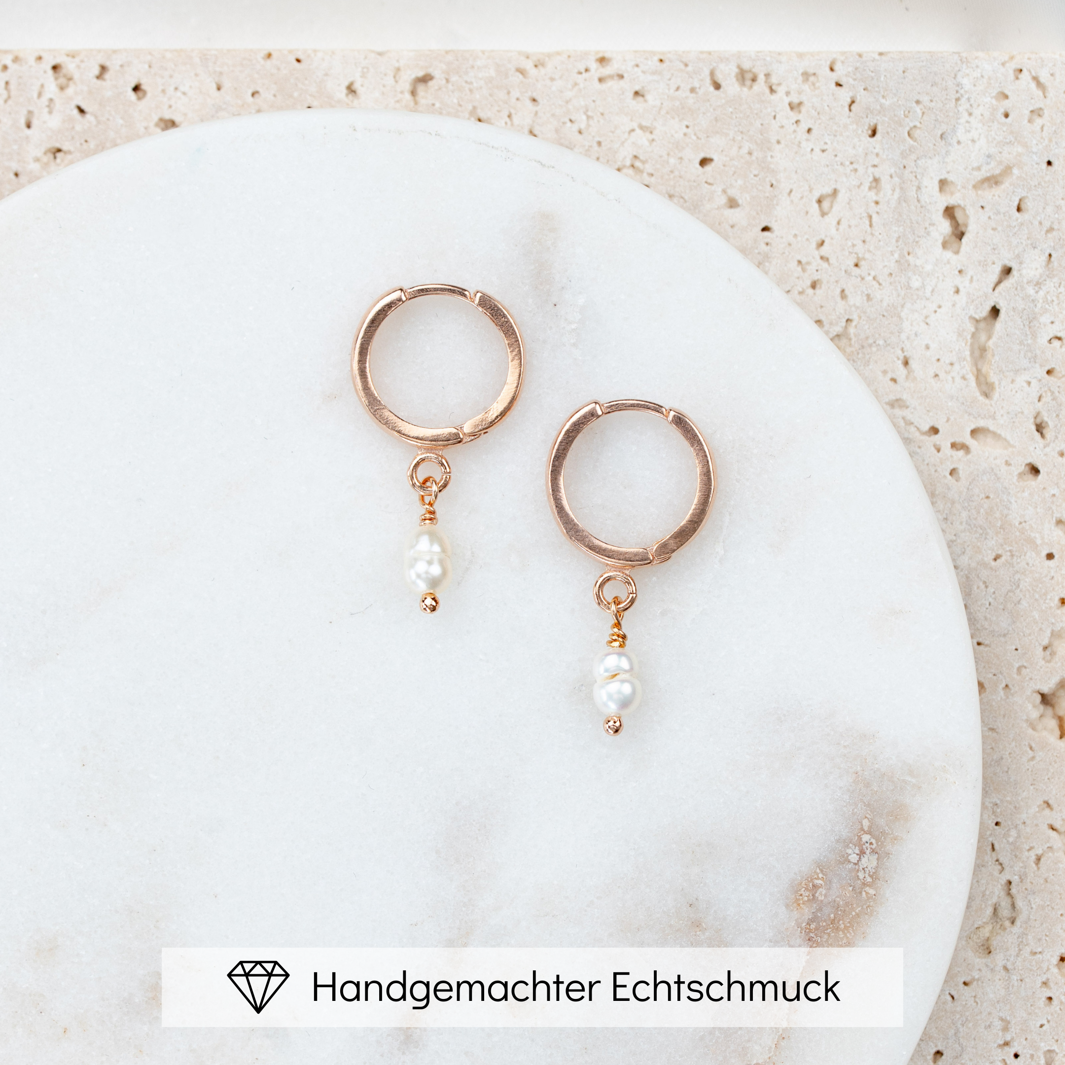 Amelie | Brautohrringe - Creolen mit echter Perle