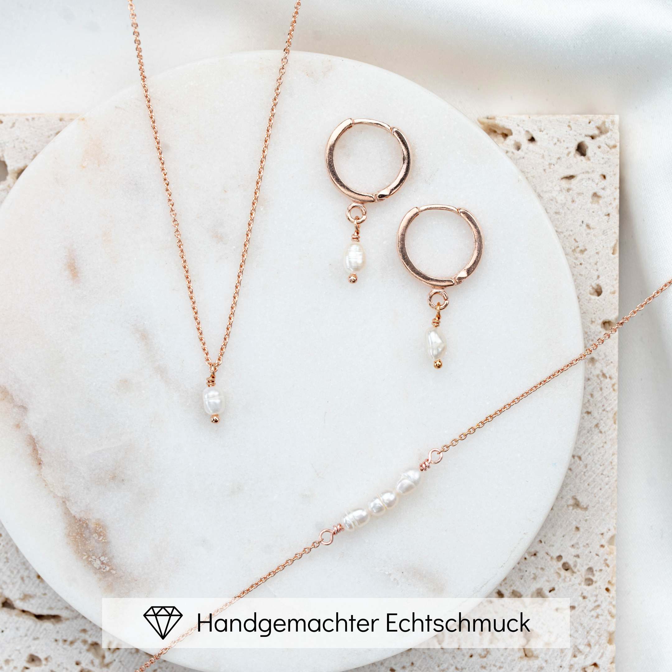 Amelie | Brautschmuck Set mit Süßwasserperle - echte Perle
